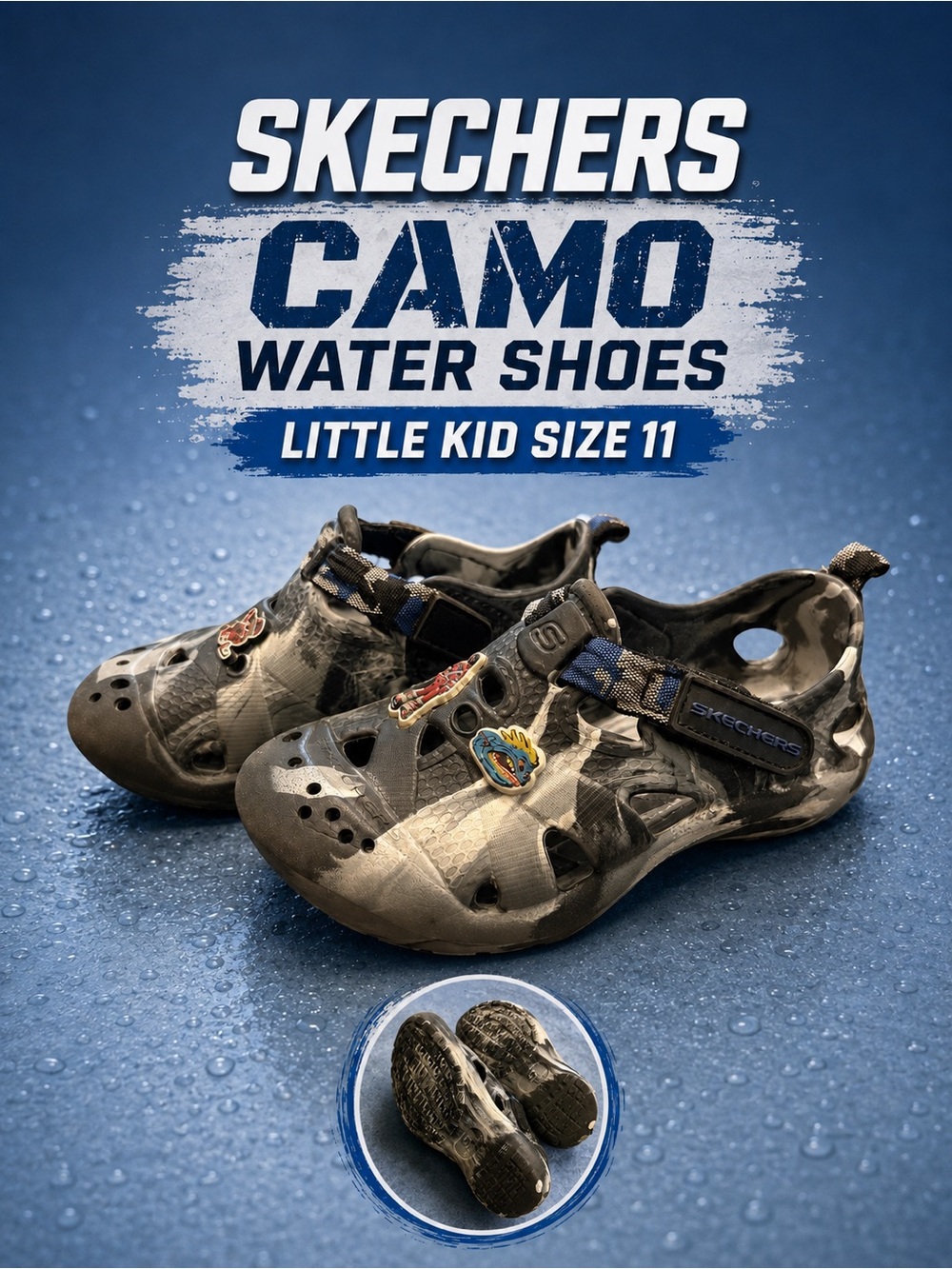 Skechers Kids Camo Water Shoes - Black/Gray